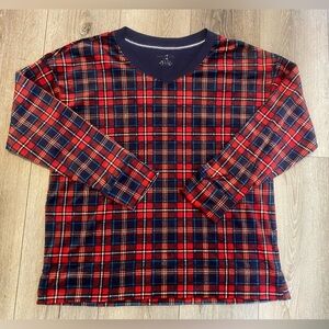 Nautica Womens Fleece Pajama Sweater Top Christmas Plaid Super Soft Size Medium